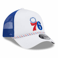 Philadelphia 76ers Court Sport Foam A-Frame 9FORTY Adjustable Trucker Hat - White/Royal discount