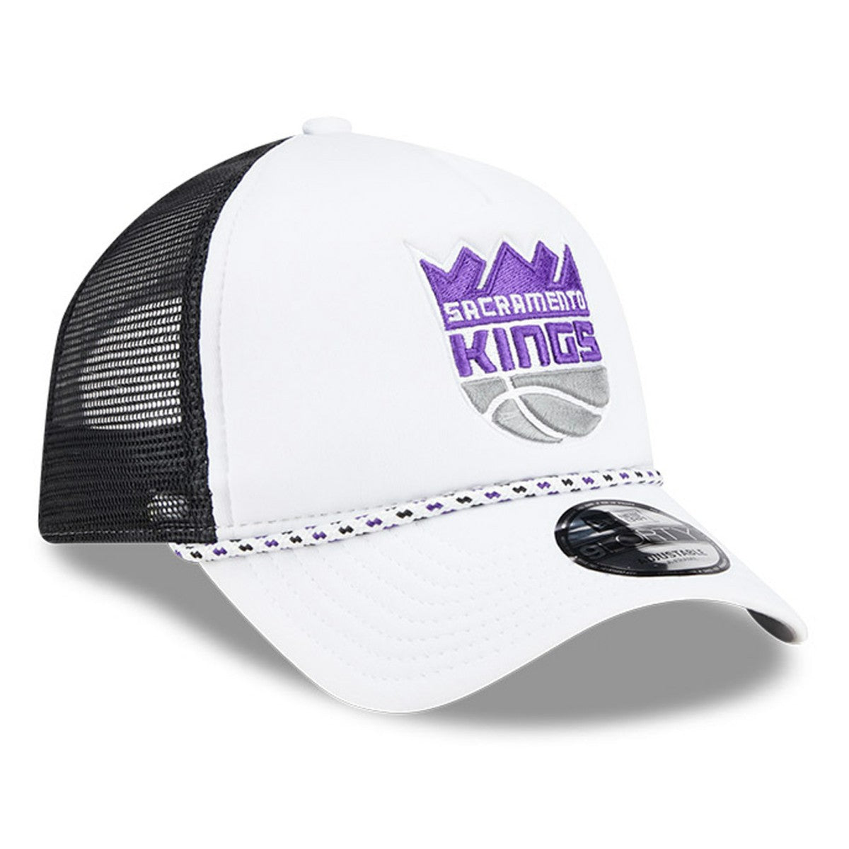 Sacramento Kings Court Sport Foam A-Frame 9FORTY Adjustable Trucker Hat - White/Black cheap