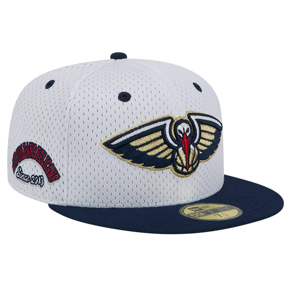 New Orleans Pelicans Throwback 2Tone 59FIFTY Fitted Hat - White/Navy sale