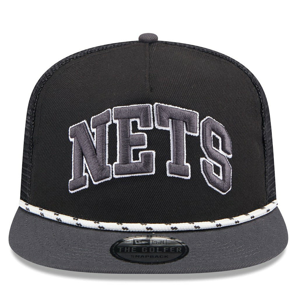 Brooklyn Nets Throwback Team Arch Golfer Snapback Hat - Black/Charcoal shop