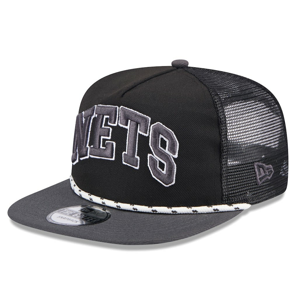 Brooklyn Nets Throwback Team Arch Golfer Snapback Hat - Black/Charcoal shop