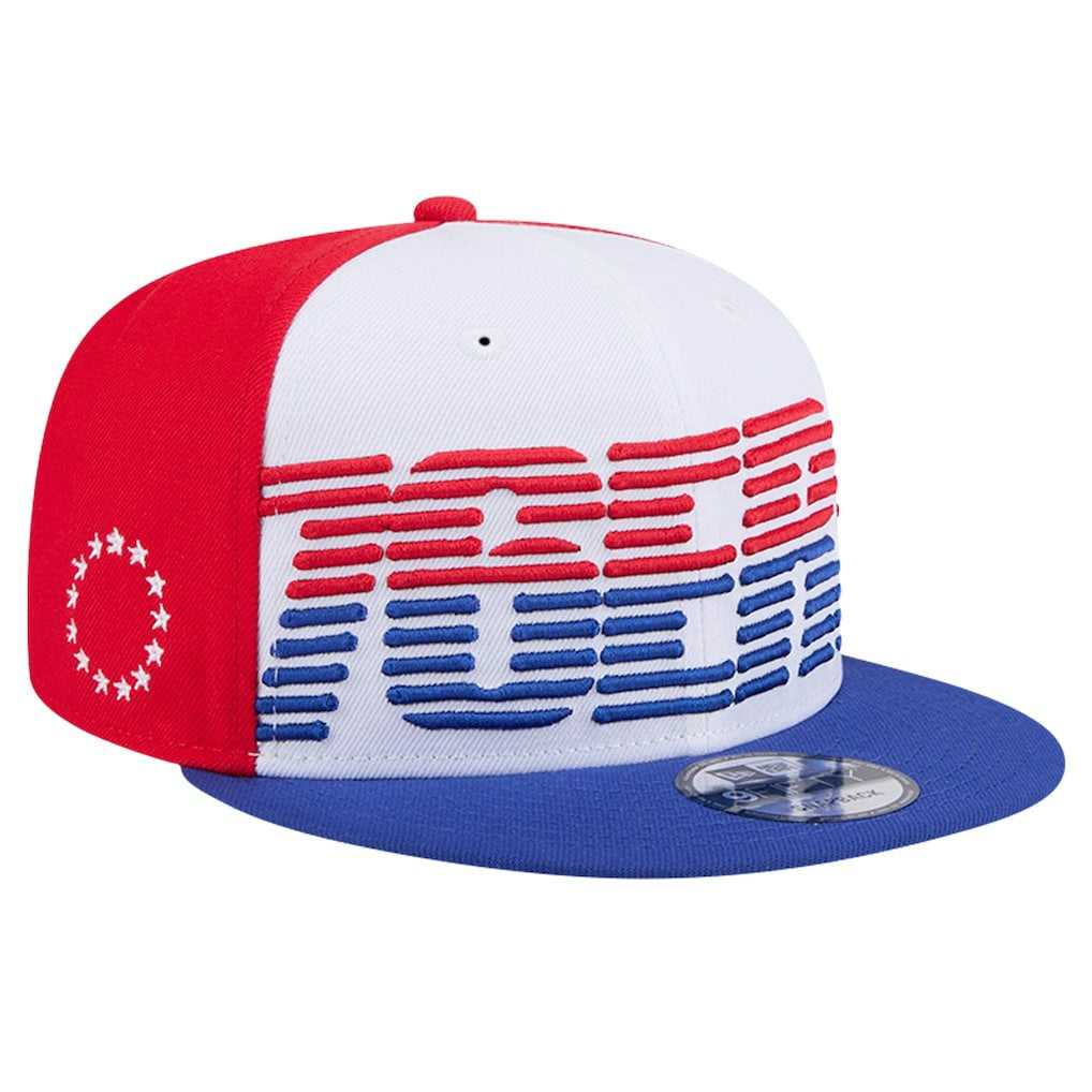Philadelphia 76ers Throwback Gradient Tech Font 9FIFTY Snapback Hat - White/Royal cheap