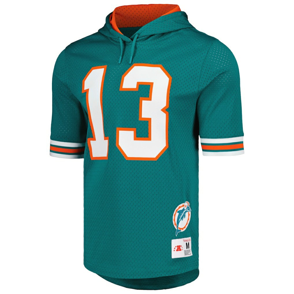 Dan Marino Miami Dolphins Retired Player Name & Number Mesh Hoodie T-Shirt - Aqua discount