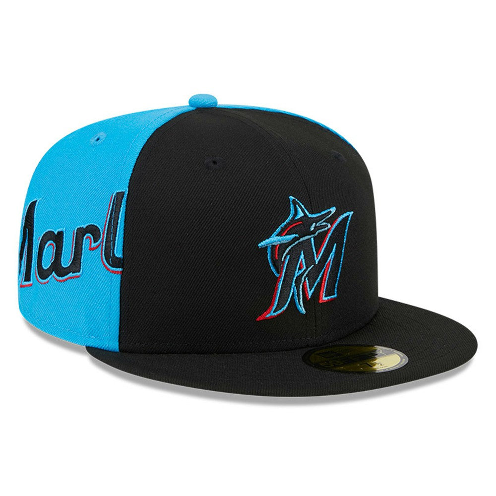 Miami Marlins Gameday Sideswipe 59FIFTY Fitted Hat Black/Blue