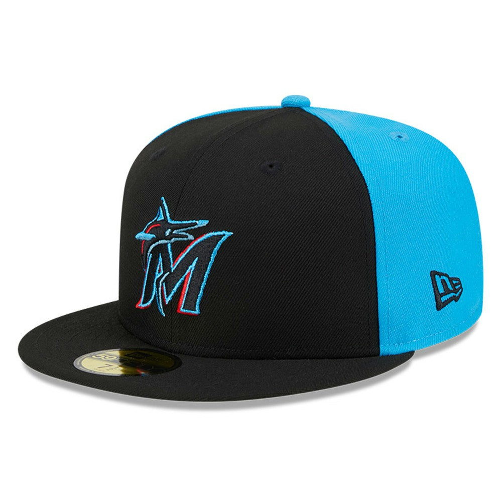 Miami Marlins Gameday Sideswipe 59FIFTY Fitted Hat Black/Blue