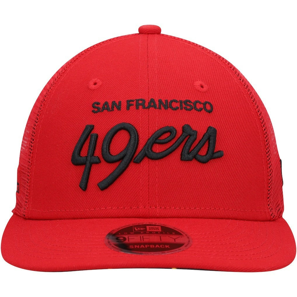 San Francisco 49ers New Era Black Excellence Collection Wordmark Trucker Low Profile 9FIFTY Snapback Hat - Scarlet outlet