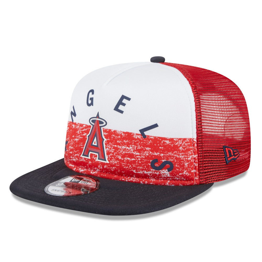 Los Angeles Angels Team Foam Front A-Frame Trucker 9FIFTY Snapback Hat White/Red