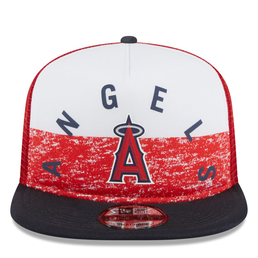 Los Angeles Angels Team Foam Front A-Frame Trucker 9FIFTY Snapback Hat White/Red