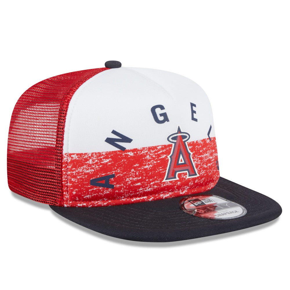 Los Angeles Angels Team Foam Front A-Frame Trucker 9FIFTY Snapback Hat White/Red