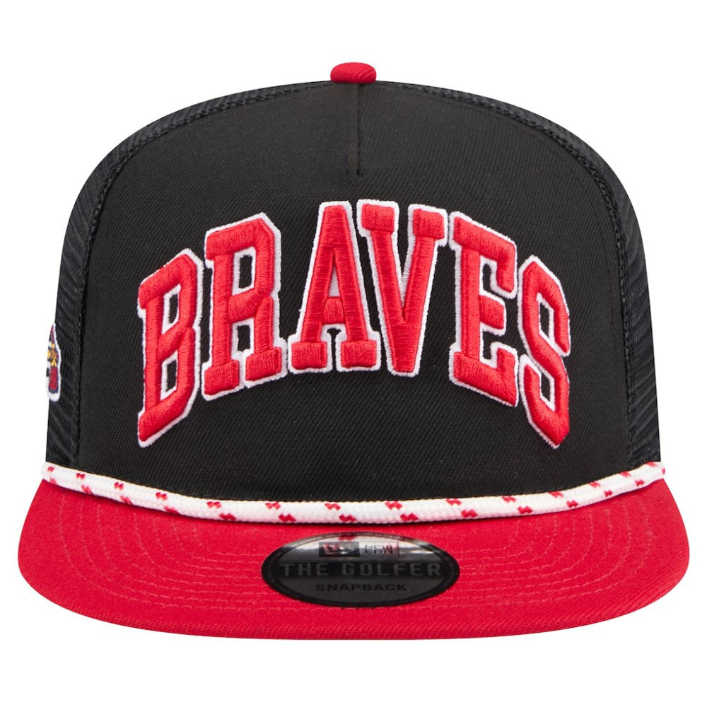 Atlanta Braves Throwback Meshback Golfer Hat Black