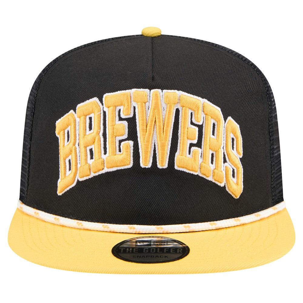 Milwaukee Brewers Throwback Meshback Golfer Hat Black
