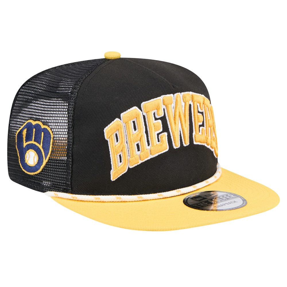 Milwaukee Brewers Throwback Meshback Golfer Hat Black