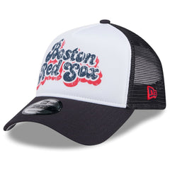 Boston Red Sox Women's Throwback Team Foam Front A-Frame Trucker 9FORTY Adjustable Hat White/Navy