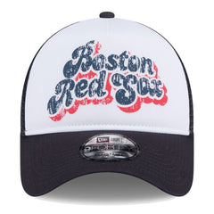 Boston Red Sox Women's Throwback Team Foam Front A-Frame Trucker 9FORTY Adjustable Hat White/Navy