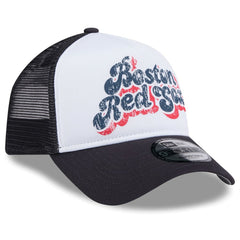 Boston Red Sox Women's Throwback Team Foam Front A-Frame Trucker 9FORTY Adjustable Hat White/Navy