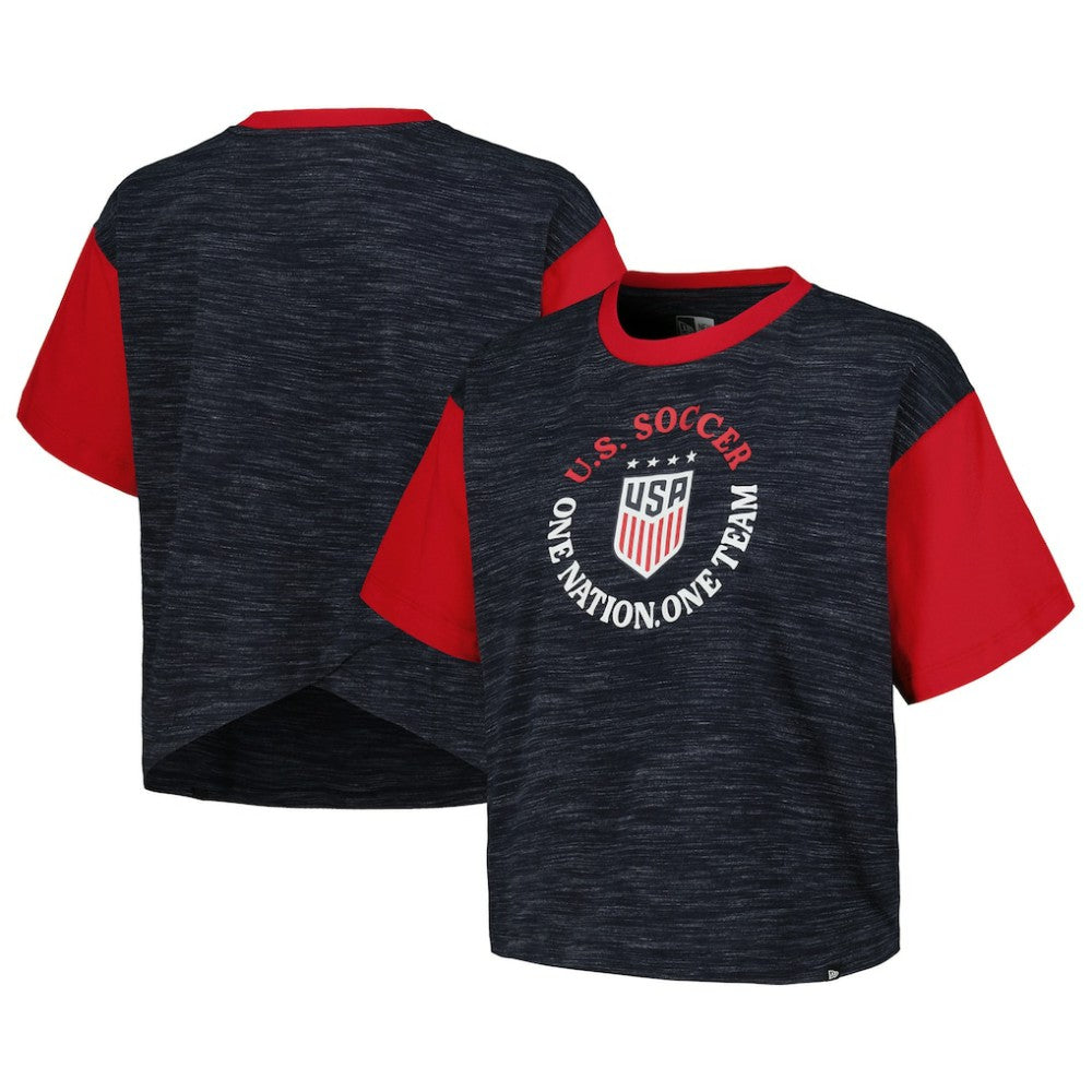 USWNT 5th & Ocean by New Era Women's Athletic Cross Back Cropped T-Shirt - Navy shop