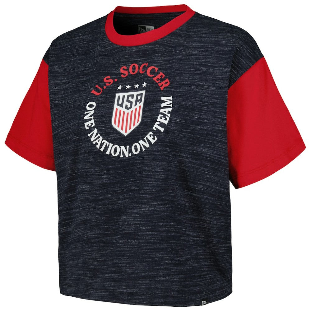 USWNT 5th & Ocean by New Era Women's Athletic Cross Back Cropped T-Shirt - Navy shop