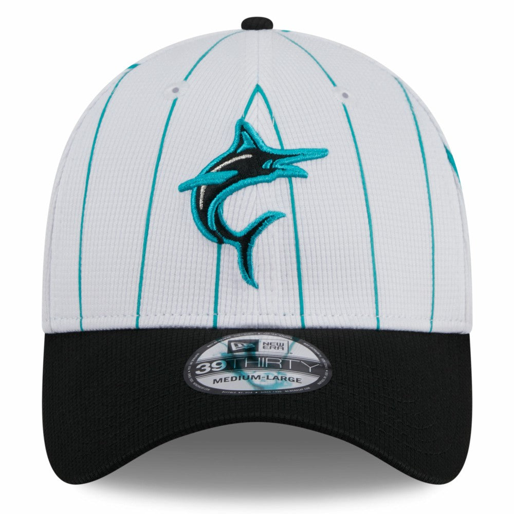Miami Marlins 2025 Batting Practice 39THIRTY Flex Hat White