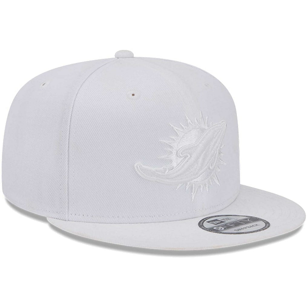 Miami Dolphins New Era Main White on White 9FIFTY Snapback Hat on sale