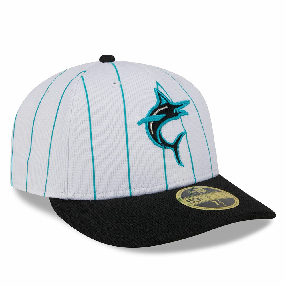 Miami Marlins 2025 Batting Practice Low Profile 59FIFTY Fitted Hat White