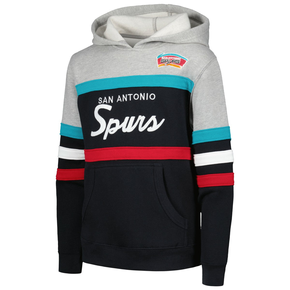 San Antonio Spurs Youth Hardwood Classics Head Coach Pullover Hoodie - Black/Heather Gray cheap