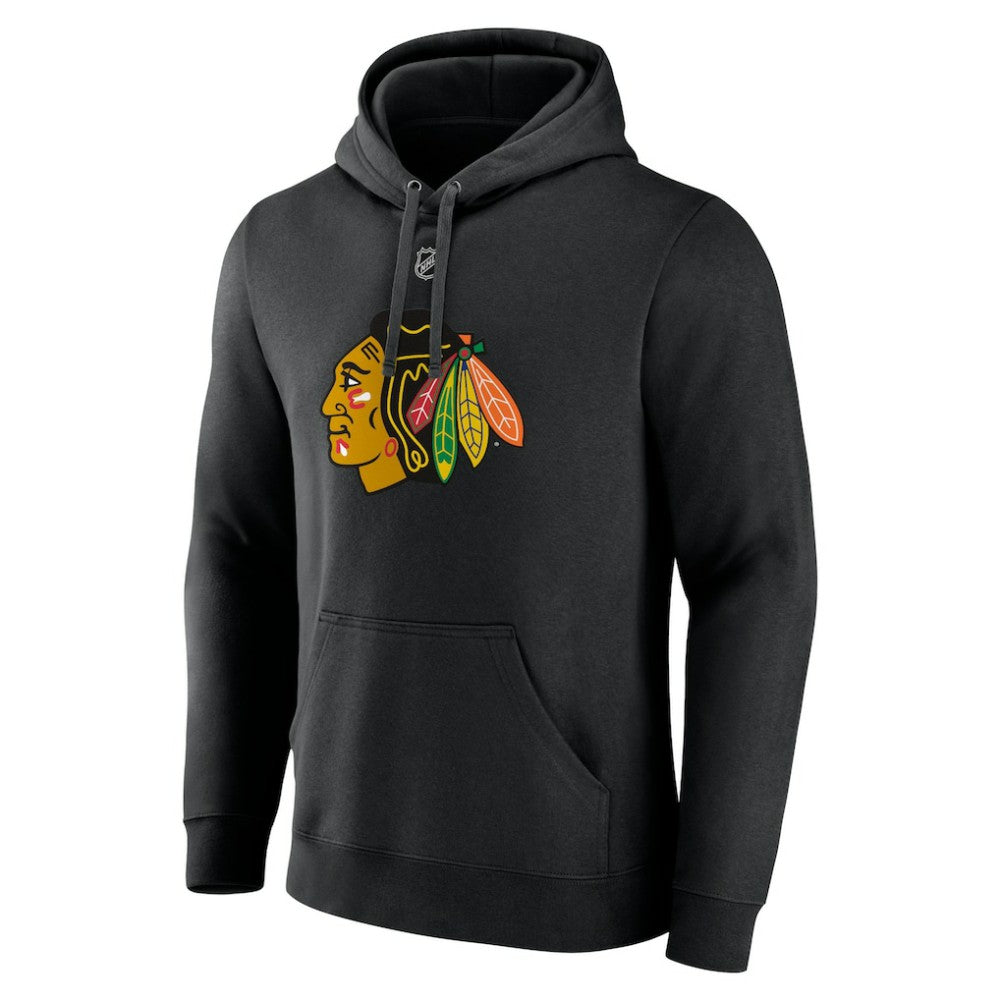 Connor Bedard Chicago Blackhawks Fanatics Authentic Stack Name & Number Tri-Blend Pullover Hoodie - Black Hoodies
