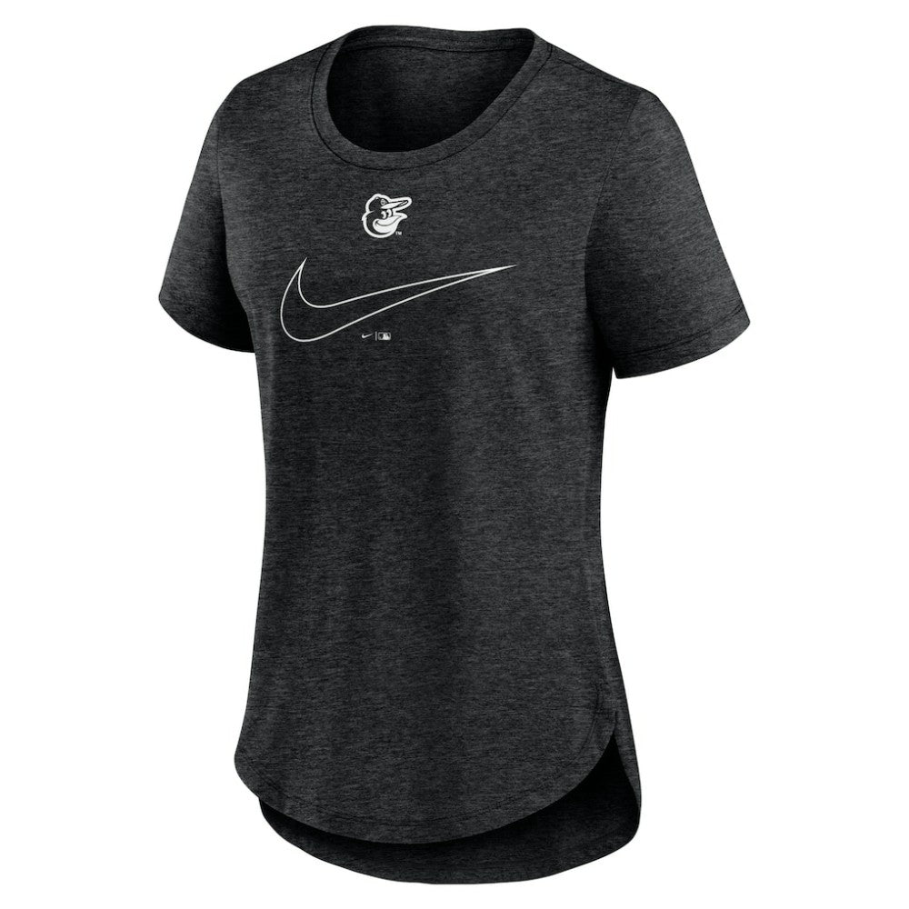 Baltimore Orioles Women's Big Swoosh Tri-Blend Scoop Neck T-Shirt Charcoal