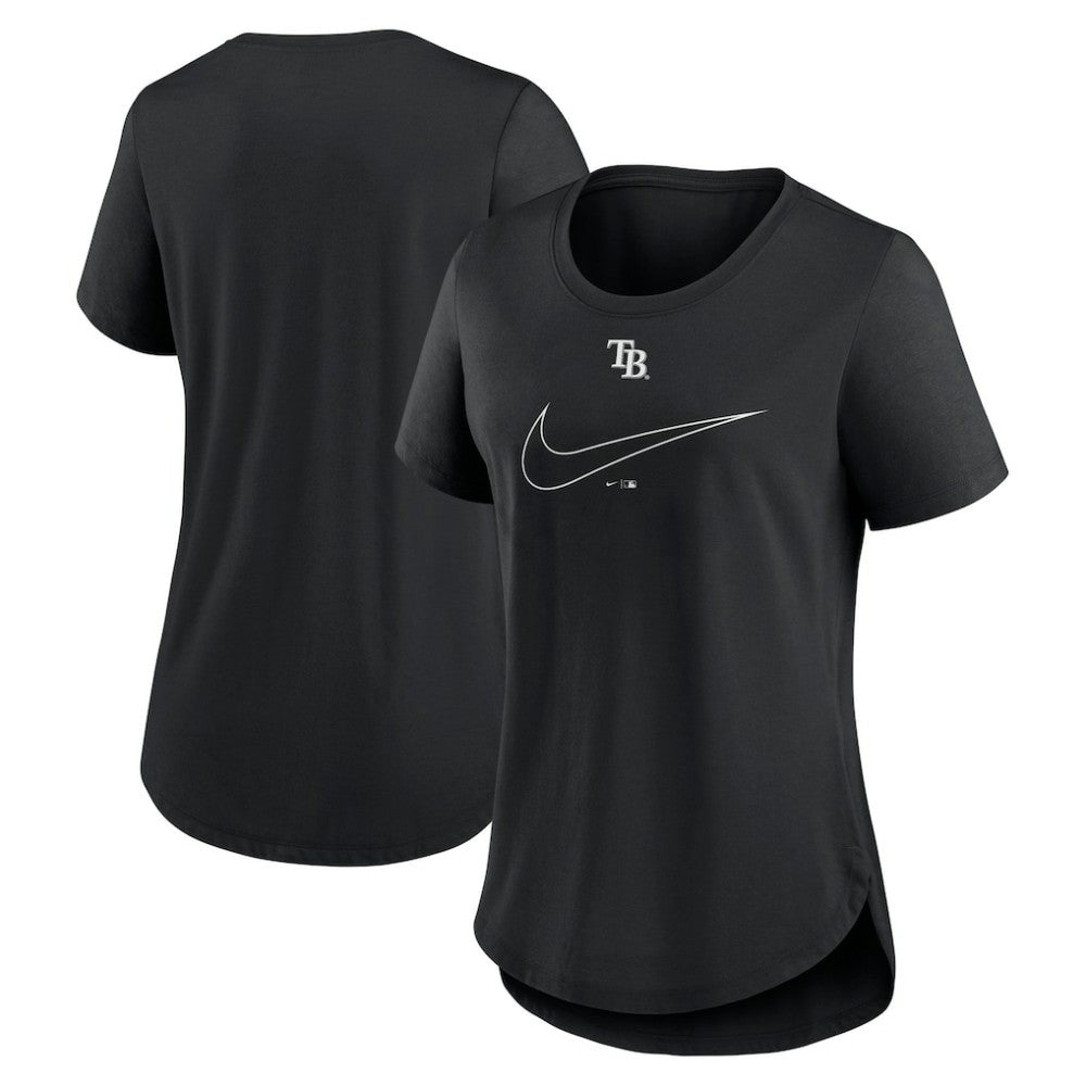 Tampa Bay Rays Women's Big Swoosh Tri-Blend Scoop Neck T-Shirt Black