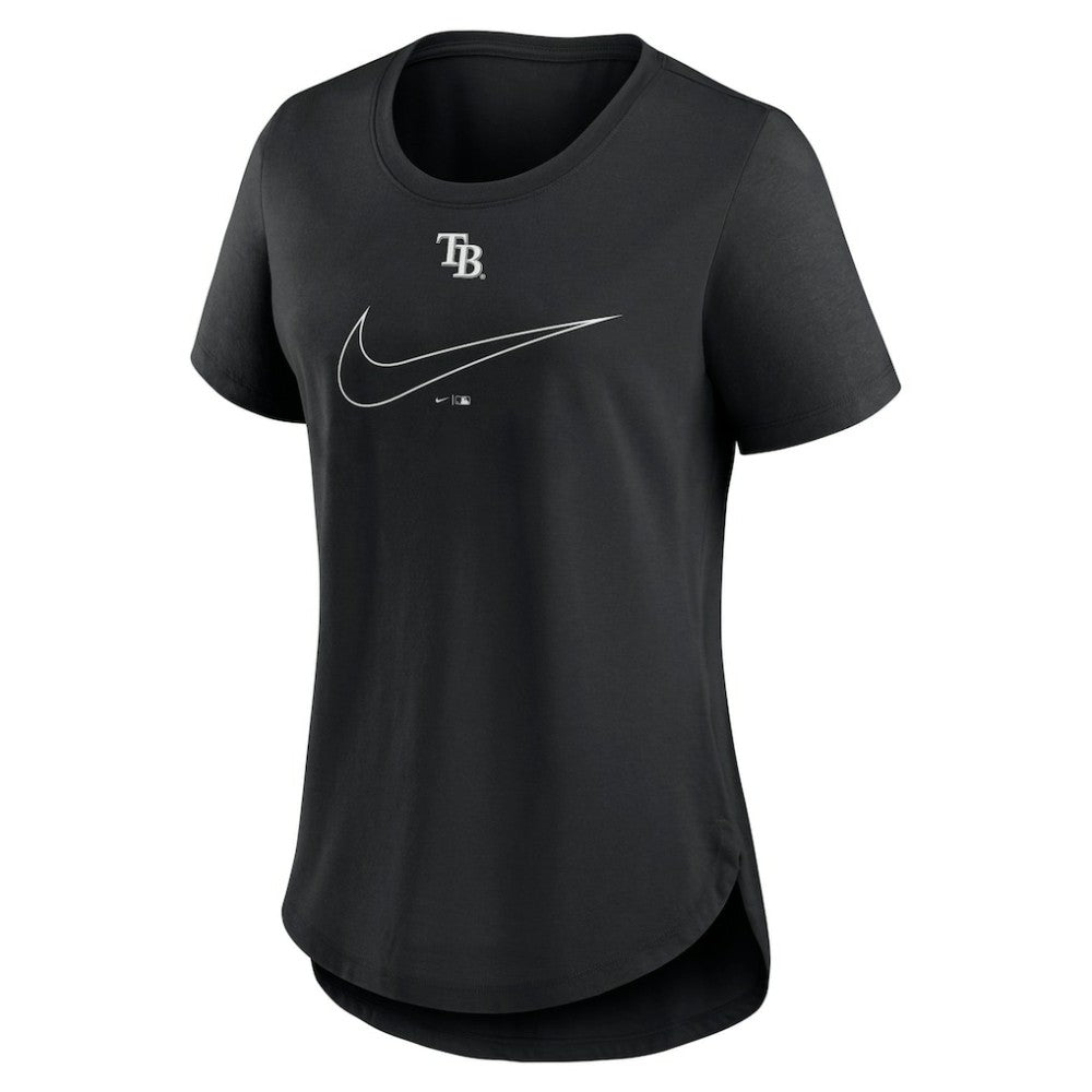 Tampa Bay Rays Women's Big Swoosh Tri-Blend Scoop Neck T-Shirt Black