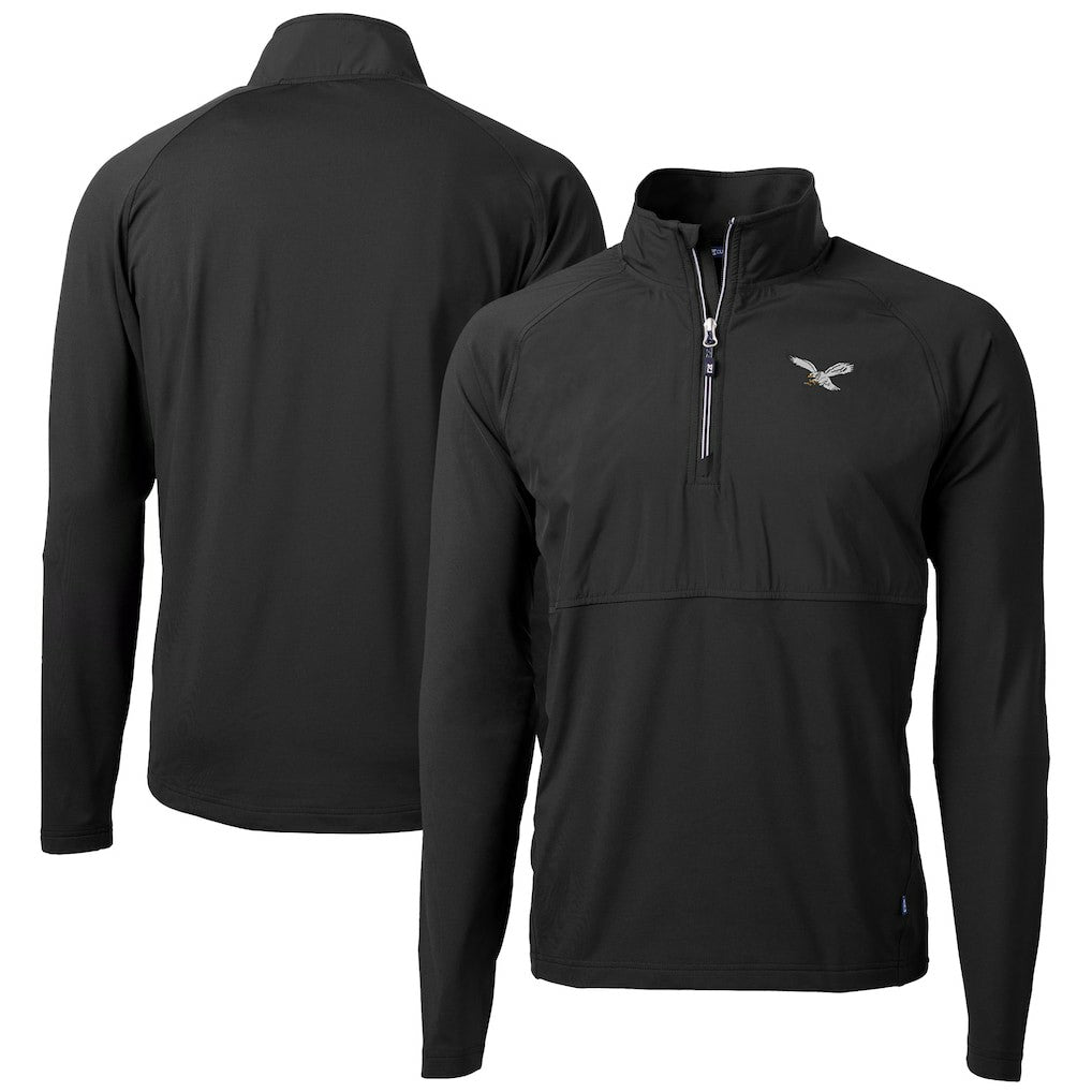 Philadelphia Eagles Cutter & Buck Adapt Eco Knit Hybrid Recycled Quarter-Zip Pullover Jacket - Black discount