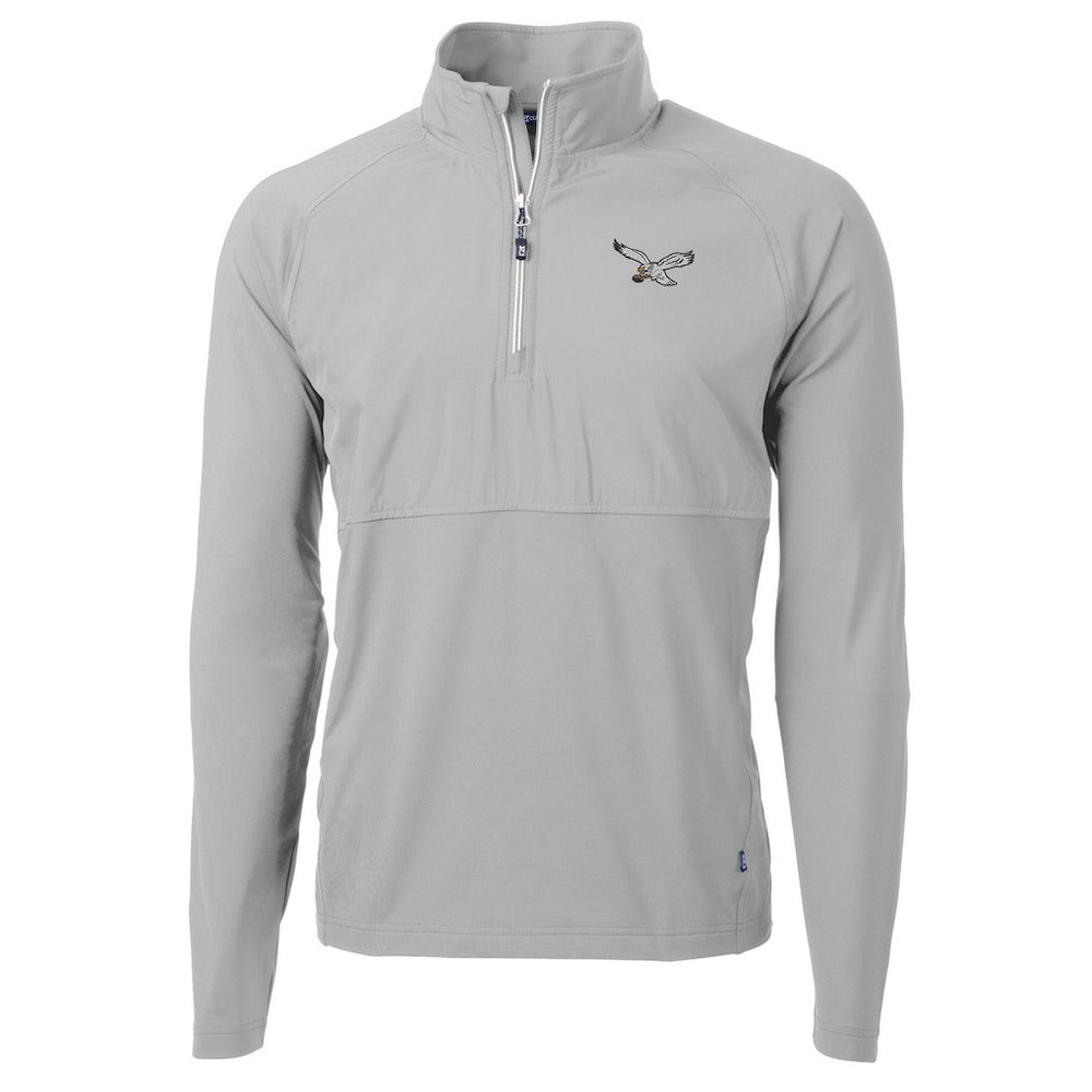 Philadelphia Eagles Cutter & Buck Adapt Eco Knit Hybrid Recycled Quarter-Zip Pullover Jacket - Silver sale