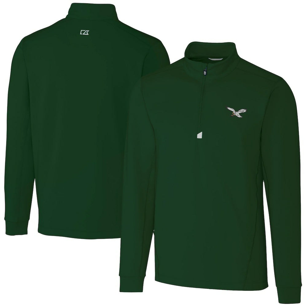 Philadelphia Eagles Cutter & Buck Traverse Stretch Quarter-Zip Pullover - Hunter Green for sale