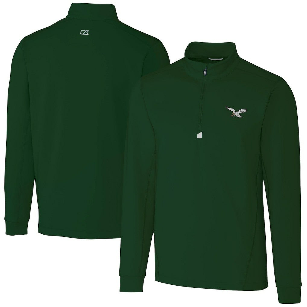 Philadelphia Eagles Cutter & Buck Traverse Stretch Quarter-Zip Pullover - Hunter Green for sale