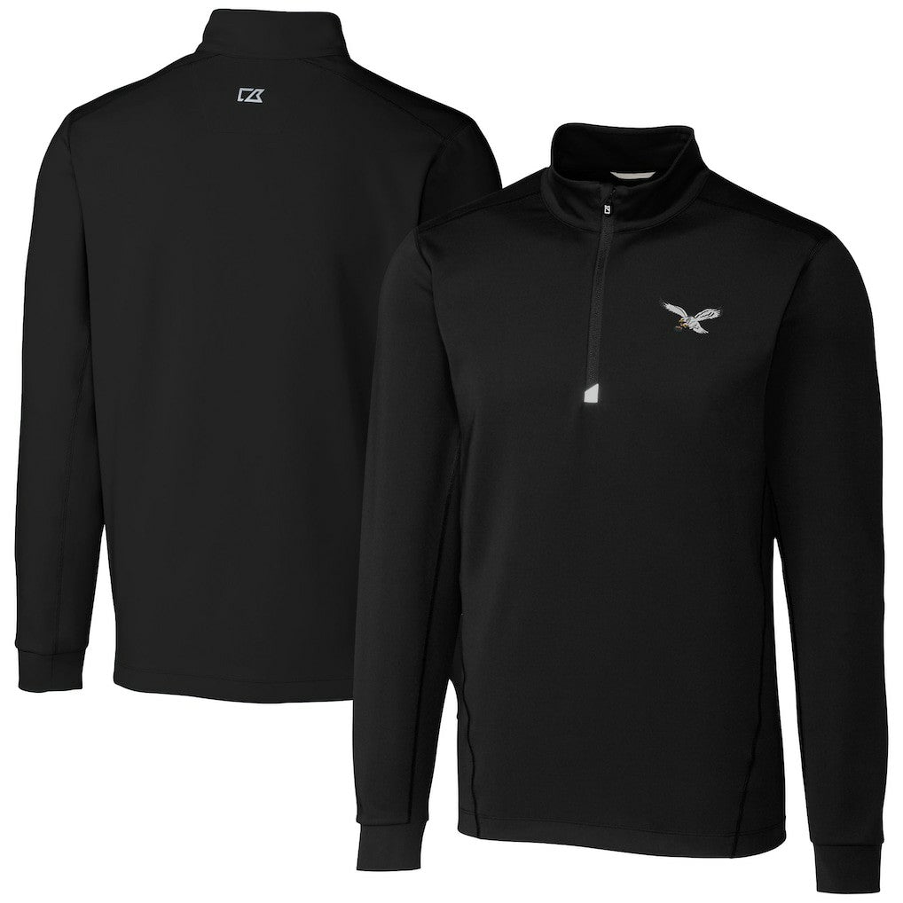 Philadelphia Eagles Cutter & Buck Traverse Stretch Quarter-Zip Pullover - Black cheap