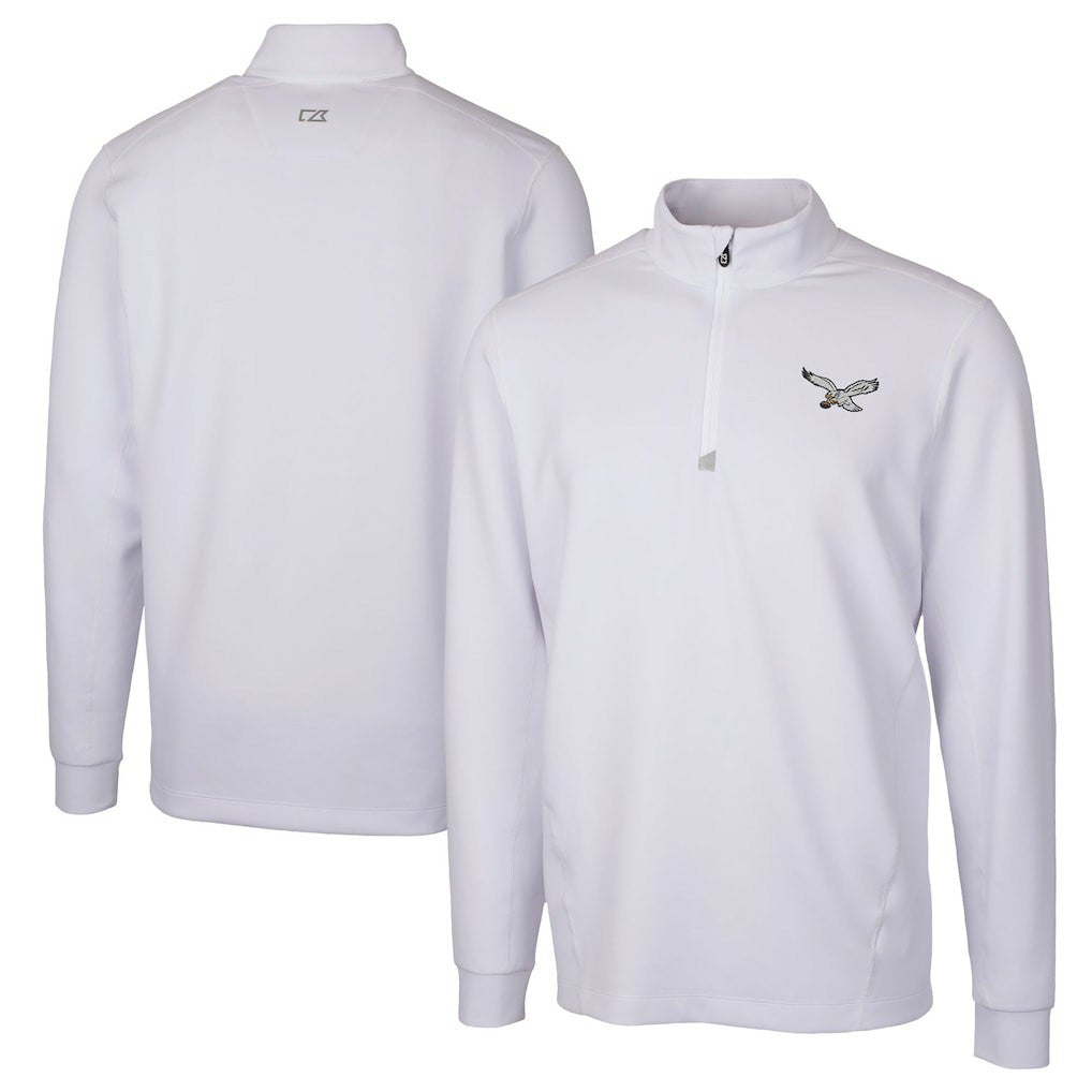 Philadelphia Eagles Cutter & Buck Traverse Stretch Quarter-Zip Pullover - White on sale