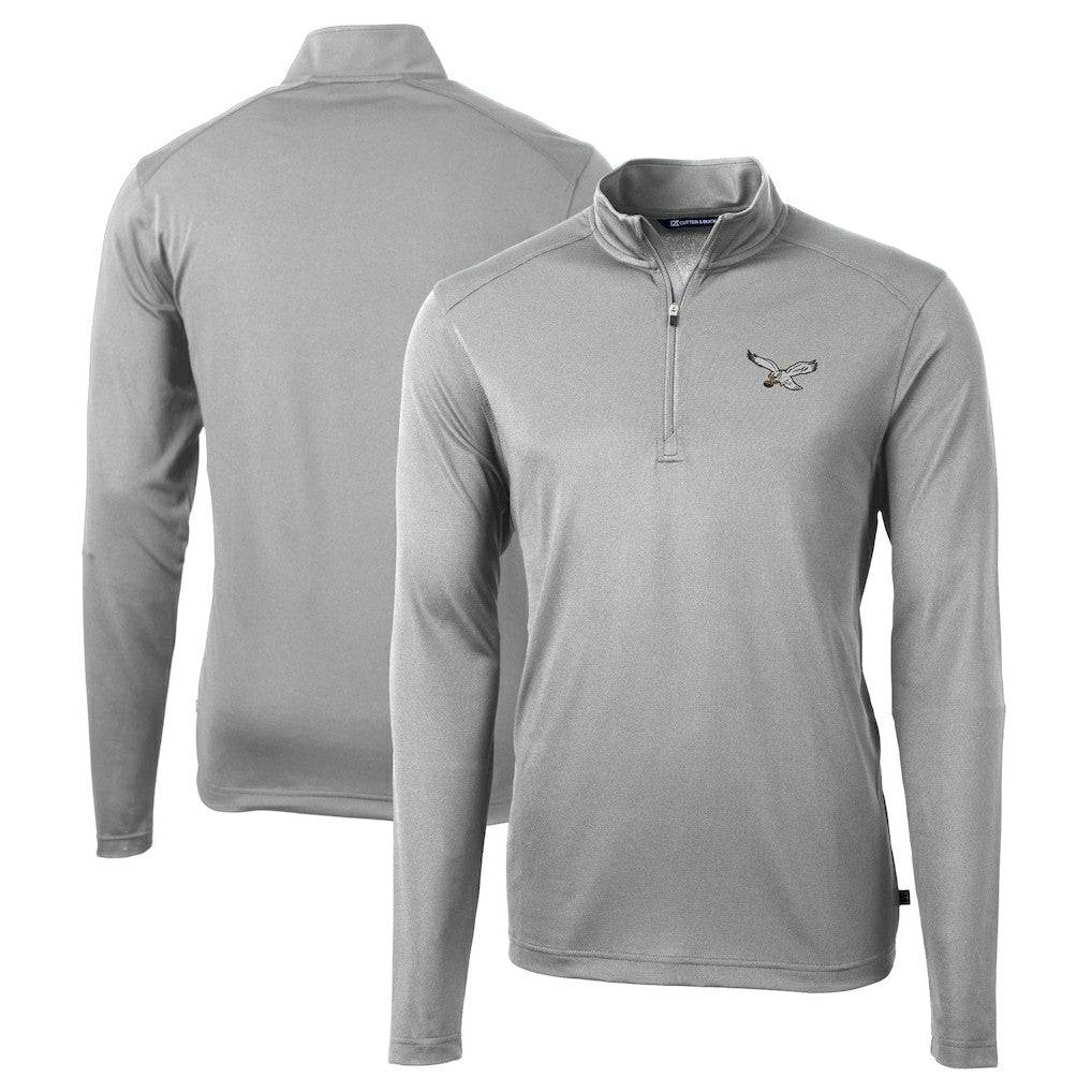 Philadelphia Eagles Cutter & Buck Virtue Eco Pique Recycled Quarter-Zip Pullover - Silver sale