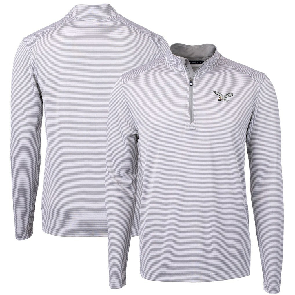 Philadelphia Eagles Cutter & Buck Virtue Eco Pique Micro Stripe Recycled Quarter-Zip Pullover Top - White online
