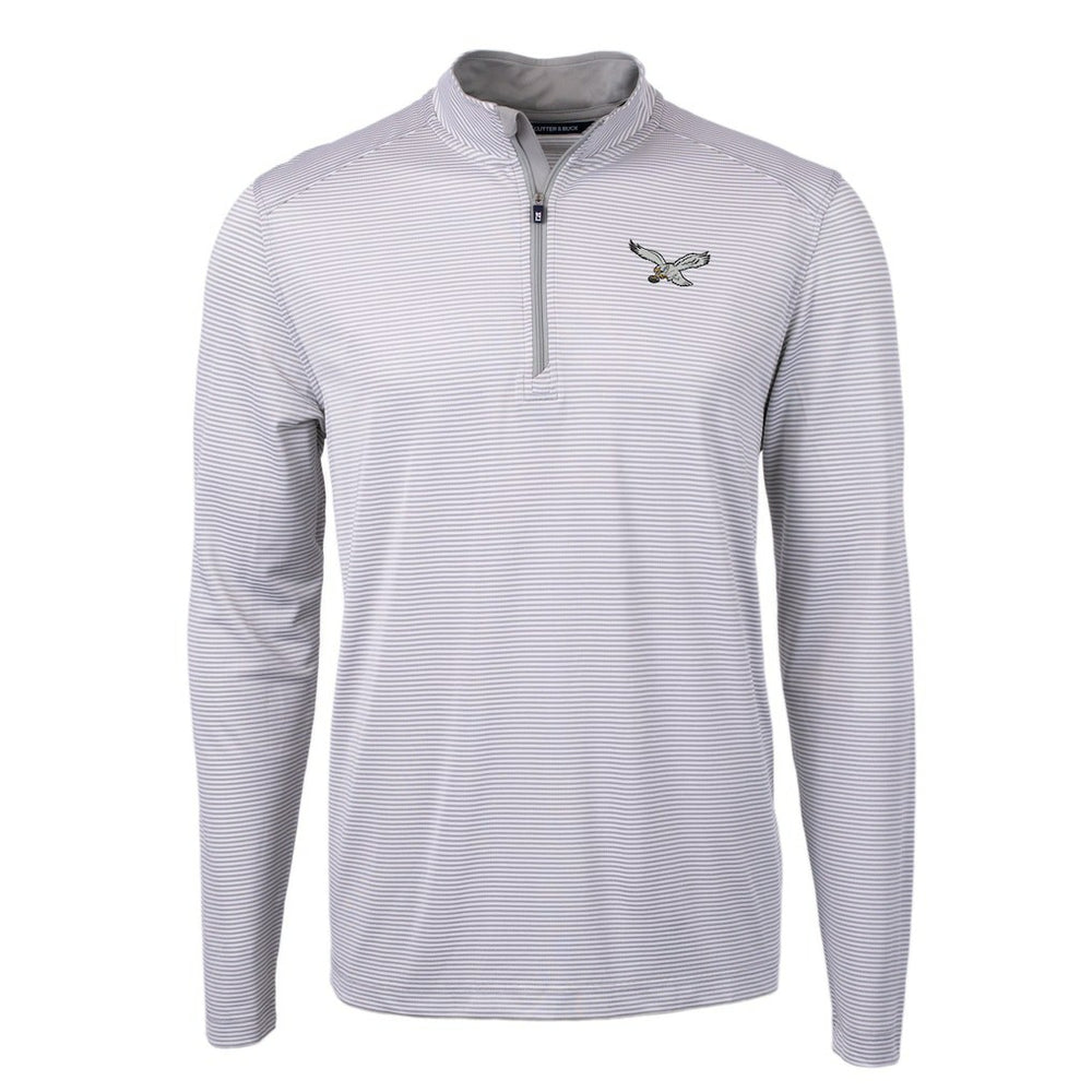 Philadelphia Eagles Cutter & Buck Virtue Eco Pique Micro Stripe Recycled Quarter-Zip Pullover Top - White online