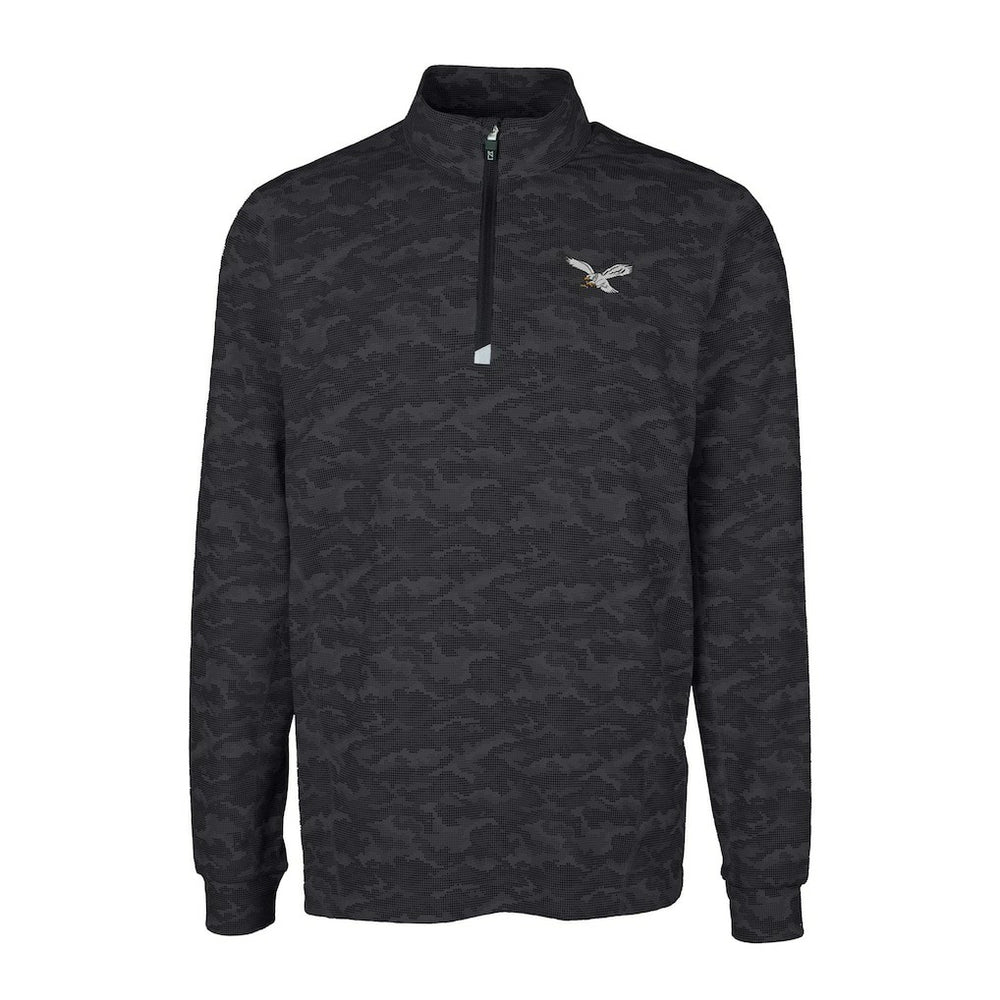 Philadelphia Eagles Cutter & Buck Traverse Camo Print Stretch Quarter-Zip Pullover - Black cheap