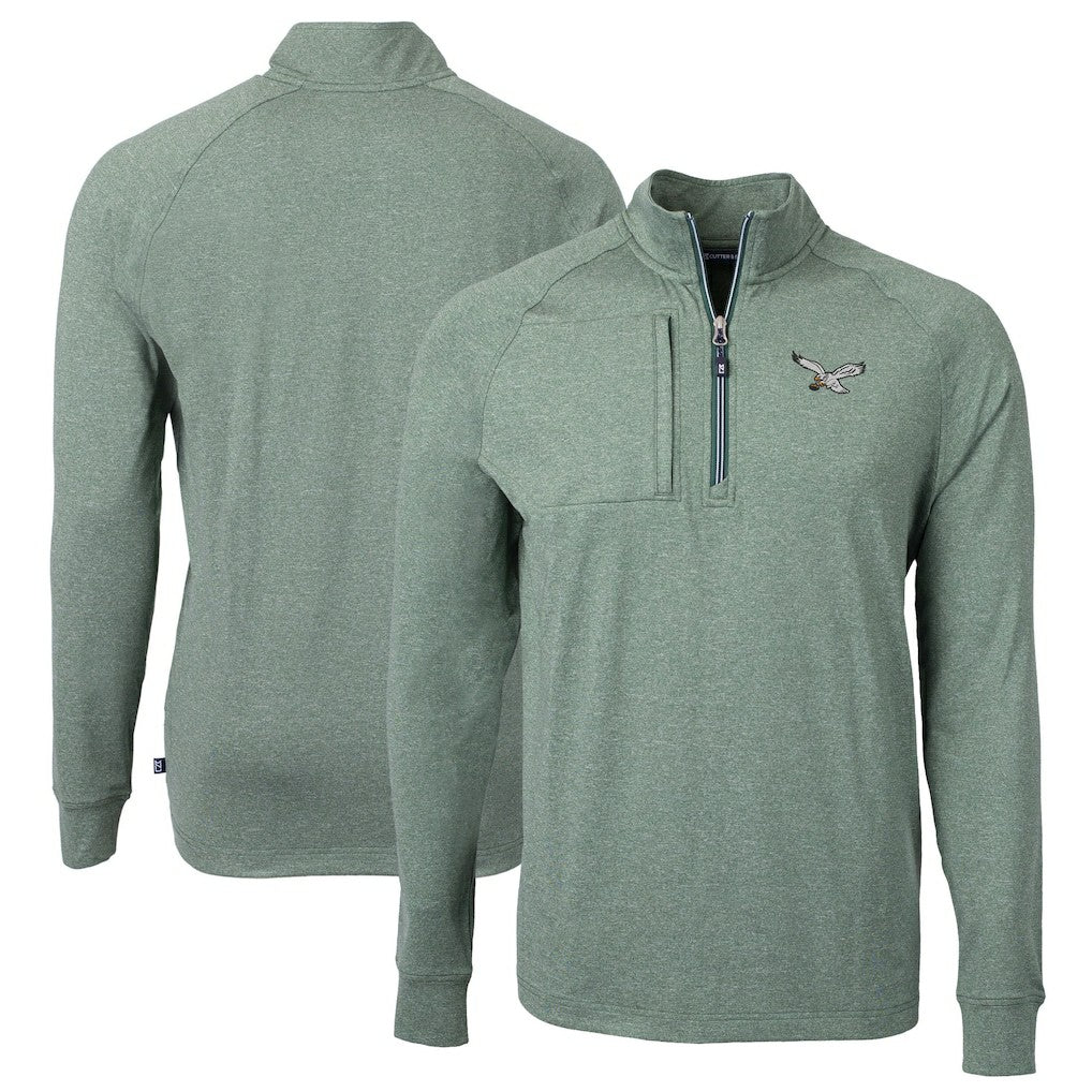 Philadelphia Eagles Cutter & Buck Adapt Eco Knit Heathered Recycled Quarter-Zip Pullover - Heather Green discount