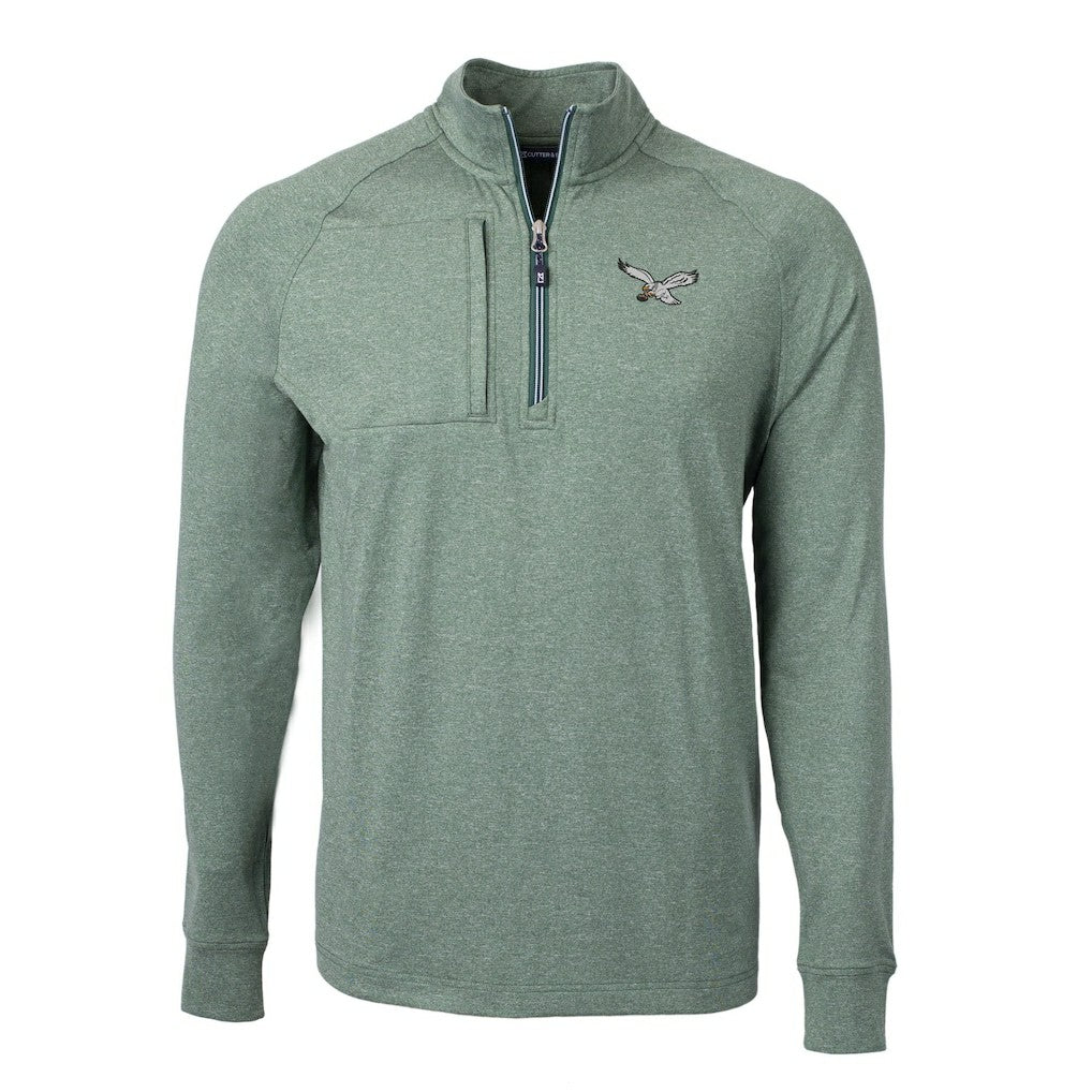 Philadelphia Eagles Cutter & Buck Adapt Eco Knit Heathered Recycled Quarter-Zip Pullover - Heather Green discount