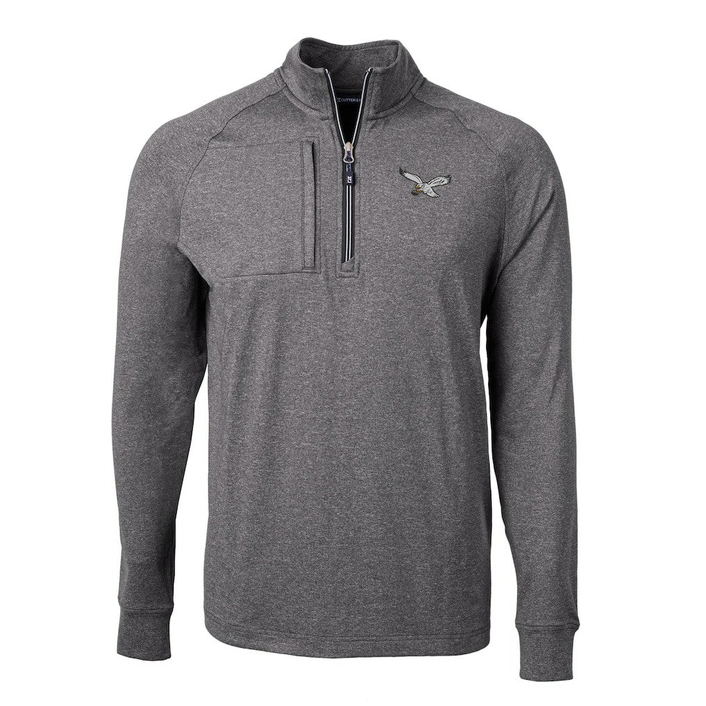 Philadelphia Eagles Cutter & Buck Adapt Eco Knit Heathered Recycled Quarter-Zip Pullover - Heather Black discount