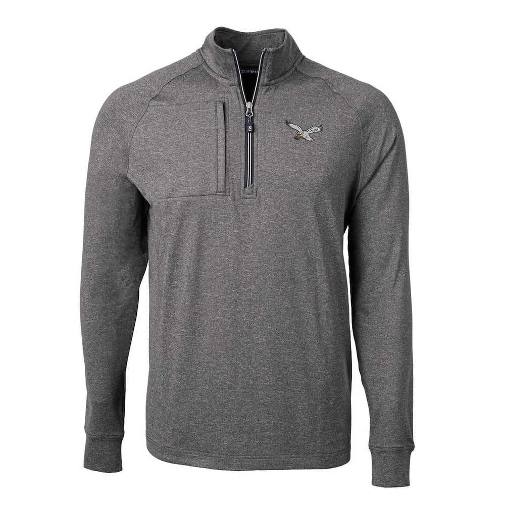 Philadelphia Eagles Cutter & Buck Adapt Eco Knit Heathered Recycled Quarter-Zip Pullover - Heather Black discount