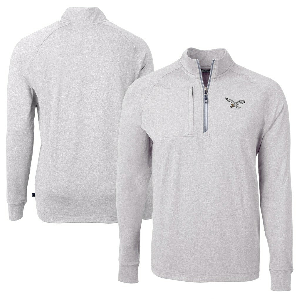 Philadelphia Eagles Cutter & Buck Adapt Eco Knit Heathered Recycled Quarter-Zip Pullover - Heather Gray outlet