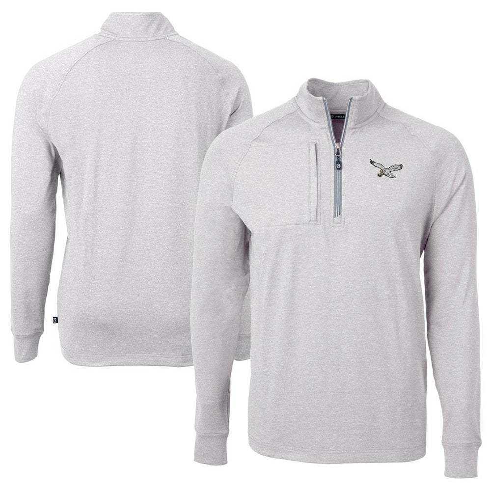 Philadelphia Eagles Cutter & Buck Adapt Eco Knit Heathered Recycled Quarter-Zip Pullover - Heather Gray outlet