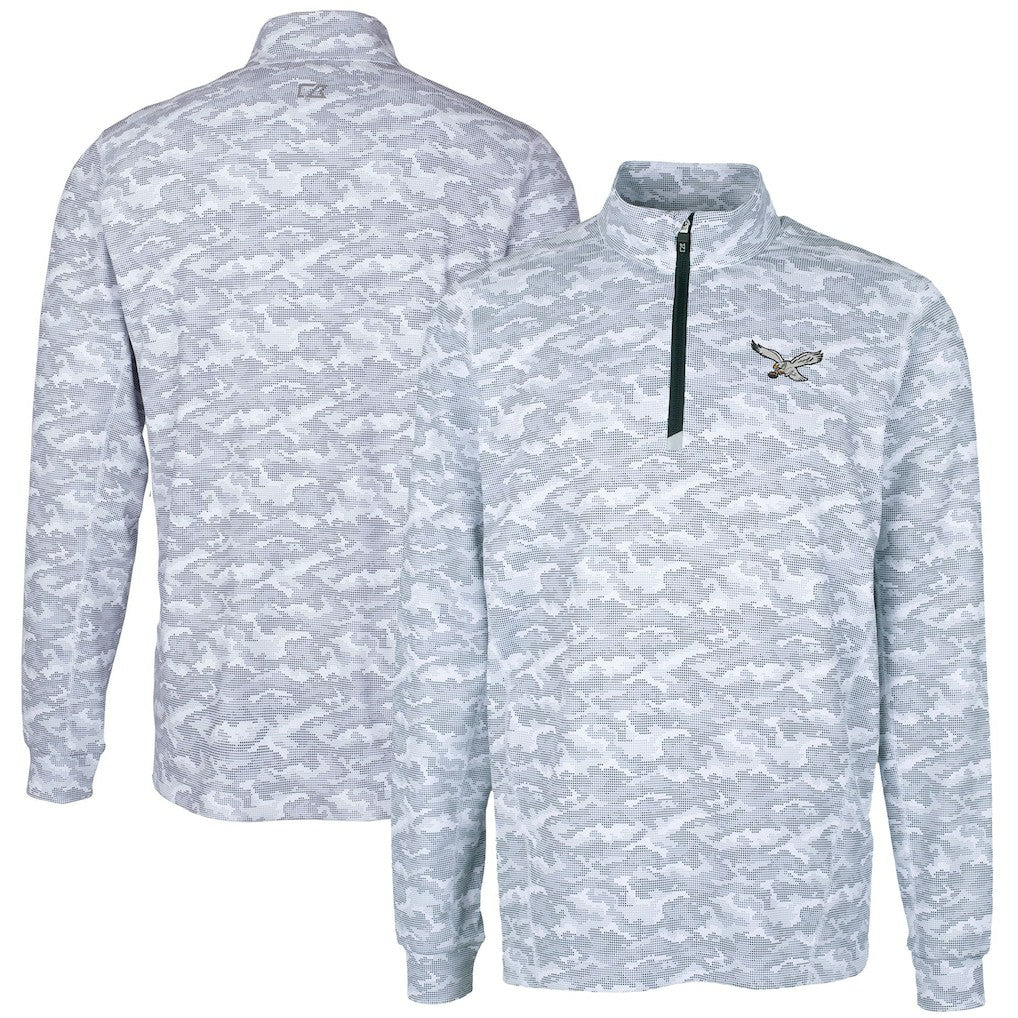 Philadelphia Eagles Cutter & Buck Traverse Camo Print Stretch Quarter-Zip Pullover - Charcoal cheap