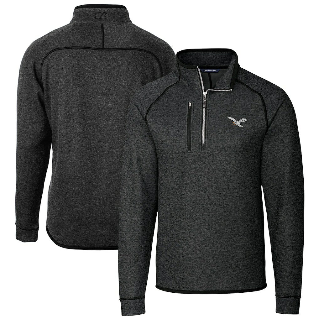 Philadelphia Eagles Cutter & Buck Mainsail Sweater-Knit Half-Zip Pullover Jacket - Heather Charcoal outlet