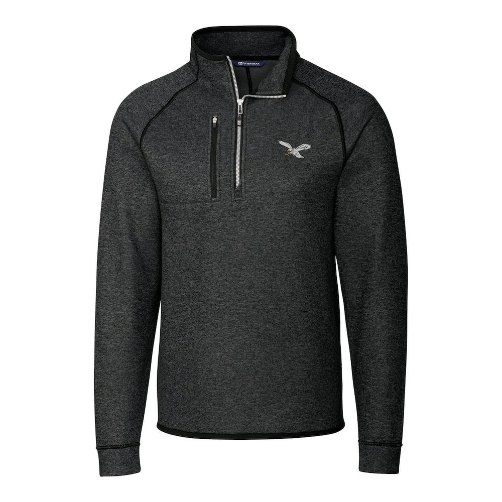 Philadelphia Eagles Cutter & Buck Mainsail Sweater-Knit Half-Zip Pullover Jacket - Heather Charcoal outlet