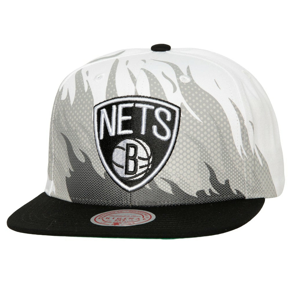Brooklyn Nets Hot Fire Snapback Hat - White sale