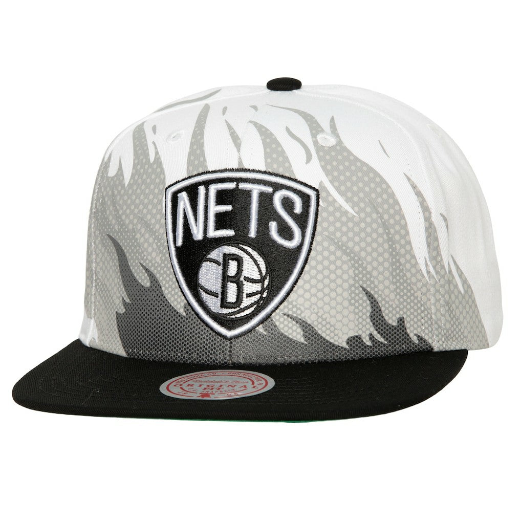 Brooklyn Nets Hot Fire Snapback Hat - White sale